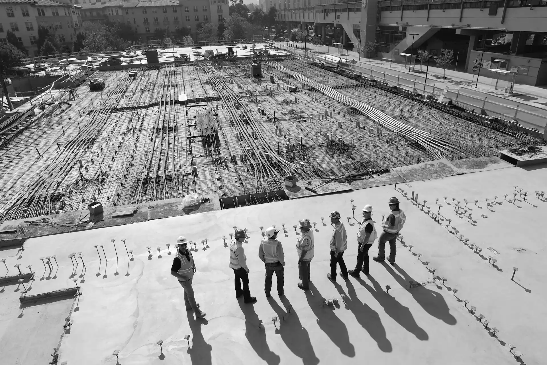 Aerial view of a construction site