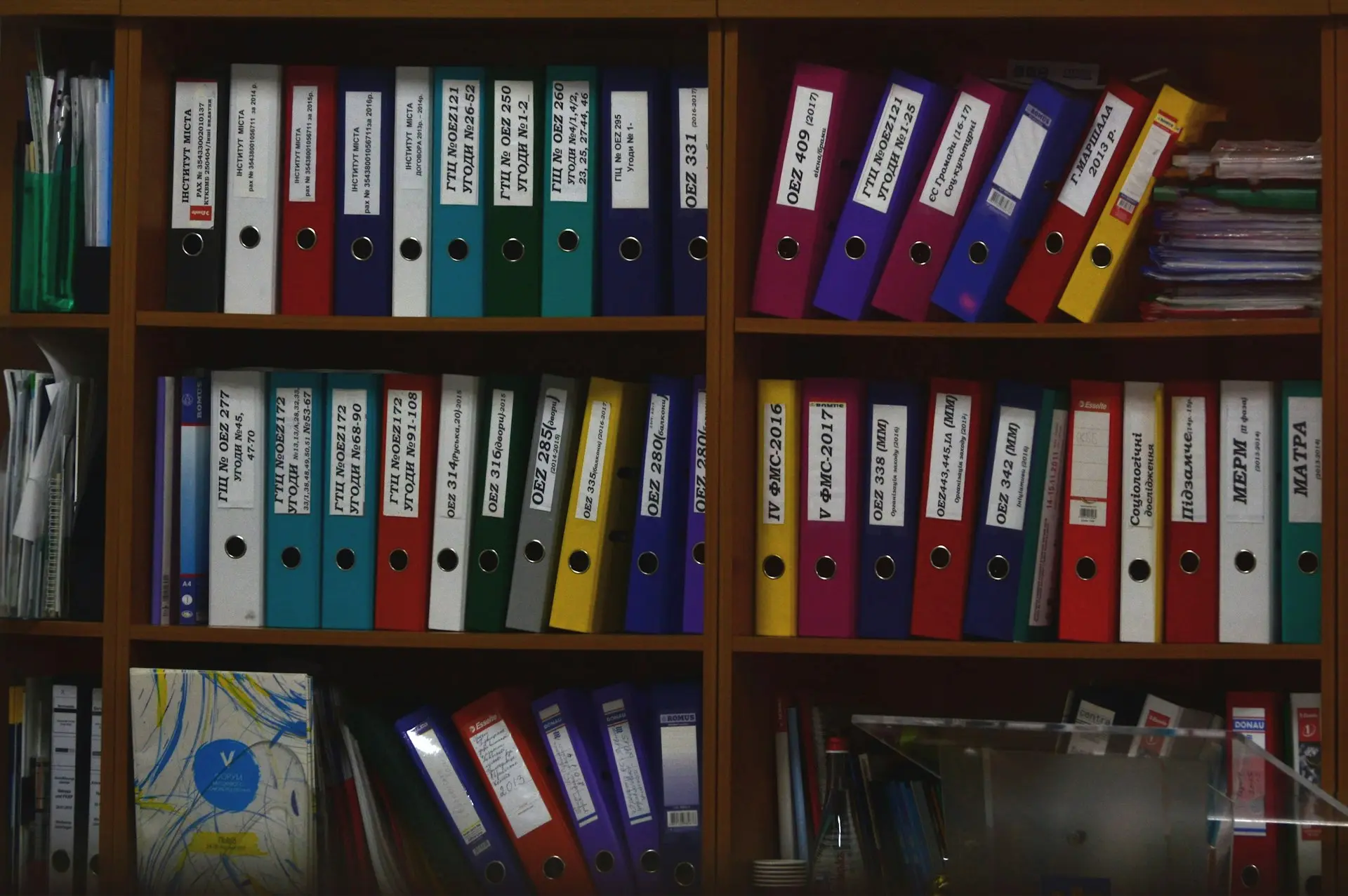 Shelf of binders