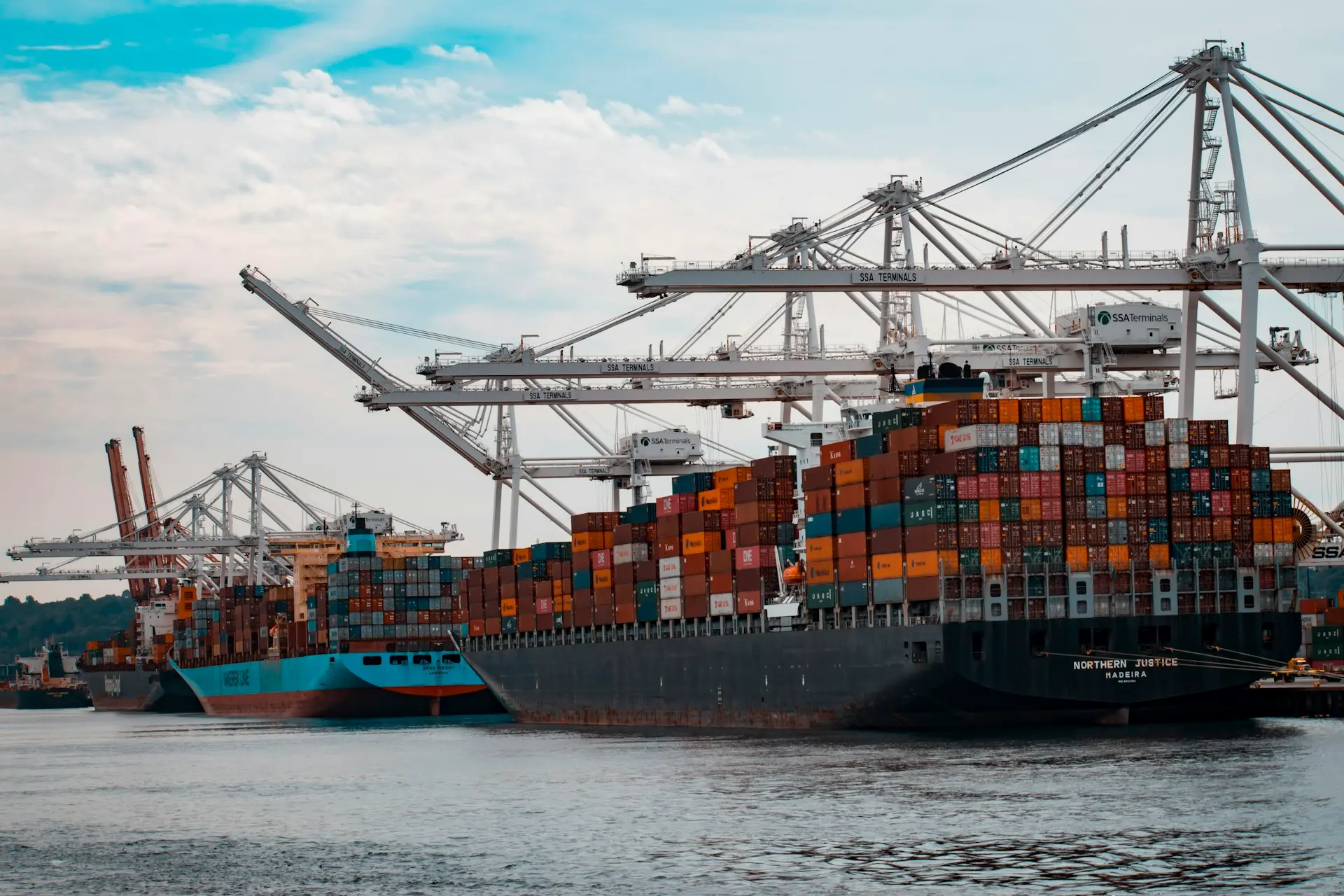 Container ships at a crane