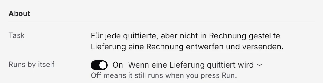 Die Aufgabe des Agenten und was ihn startet.